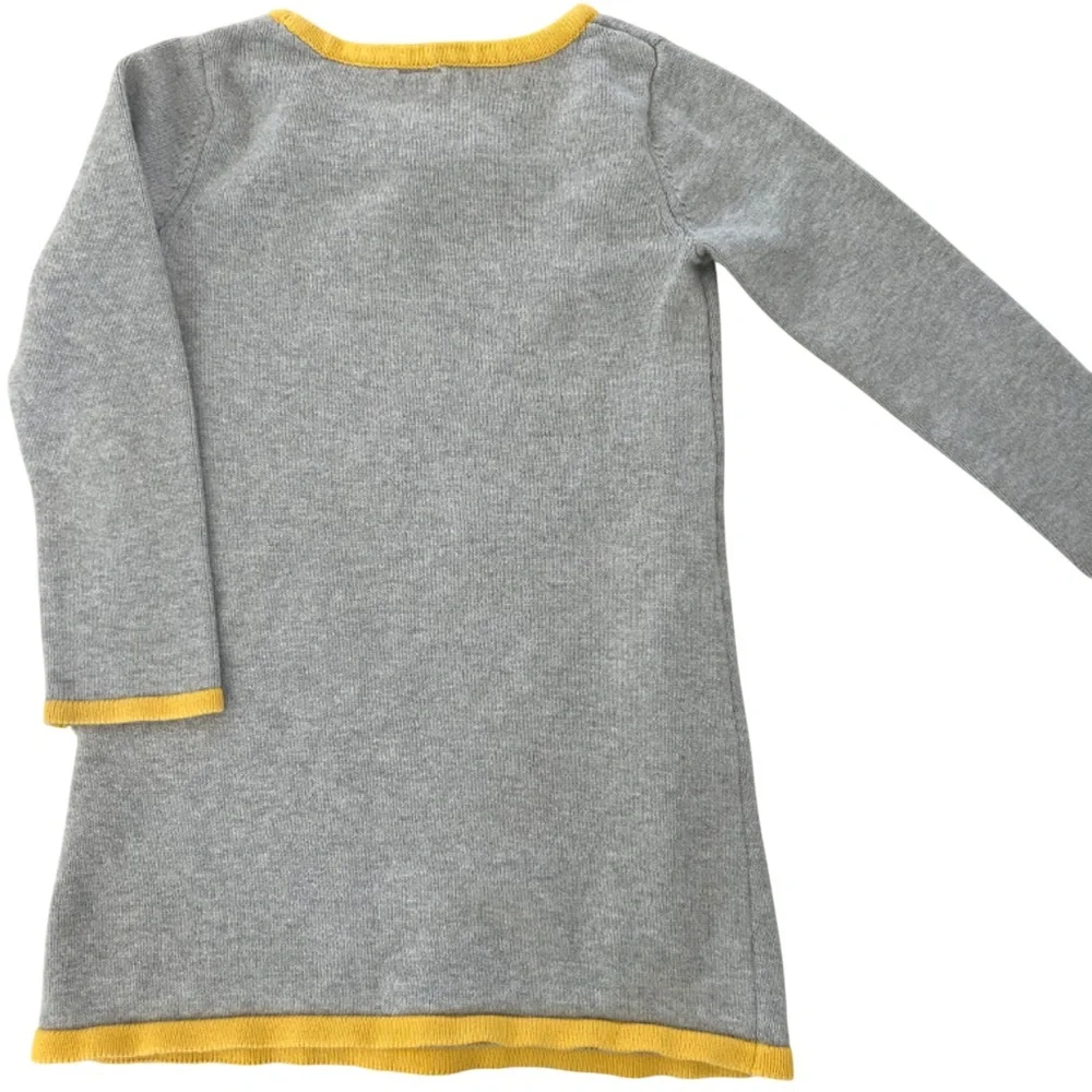 Gymboree Girls Dress Gray/Yellow Knit Cotton Owl Sweater Size 7 Spring